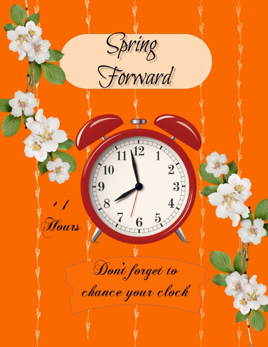 Spring Forward Orange Plantilla de De Plantilla Naranja de Primavera Adelante | PosterMyWall