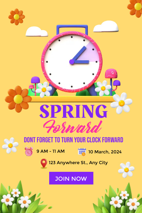 spring forward poster Template | PosterMyWall