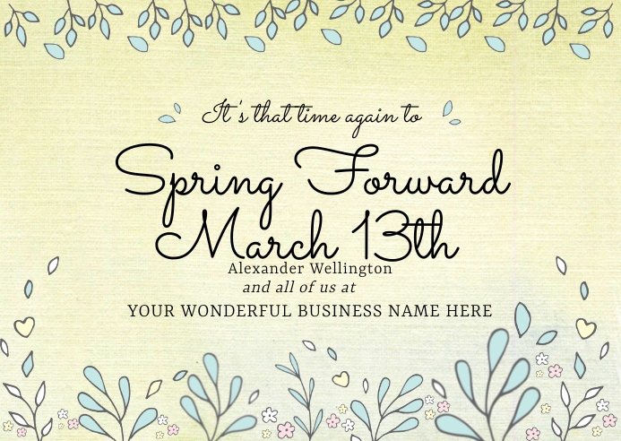 Spring Forward Reminder Business Postcard Template | PosterMyWall