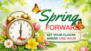 Giallo Daylight Saving Time Reminder Digitale display Template