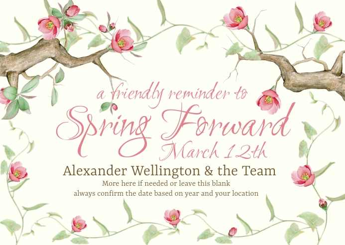 Spring Forward Time Change Reminder Template | PosterMyWall
