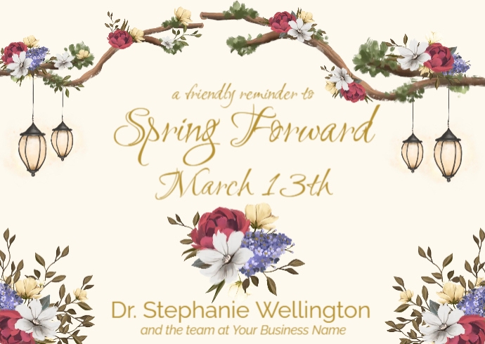 Spring Forward Time Change Reminder Postcard Template | PosterMyWall