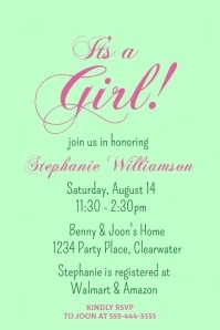 Spring Girls Baby Shower Video Invitation Poster template