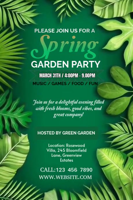 Spring Green Garden Party Cartaz template