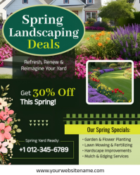 Spring Landscaping Deals & Lawn Care Service Flyer Template Instagram Portrait