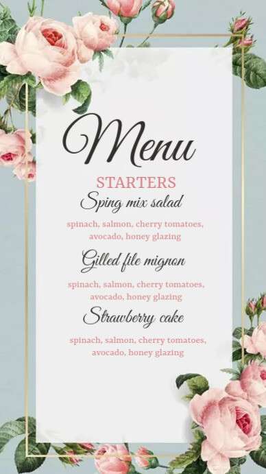 spring menu,mothers day menu Instagram-verhaal template