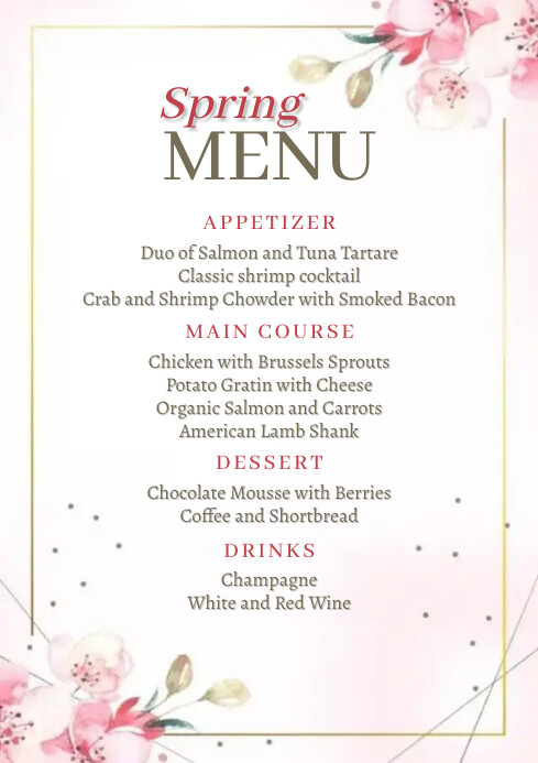 Spring Menu A4 Template | PosterMyWall