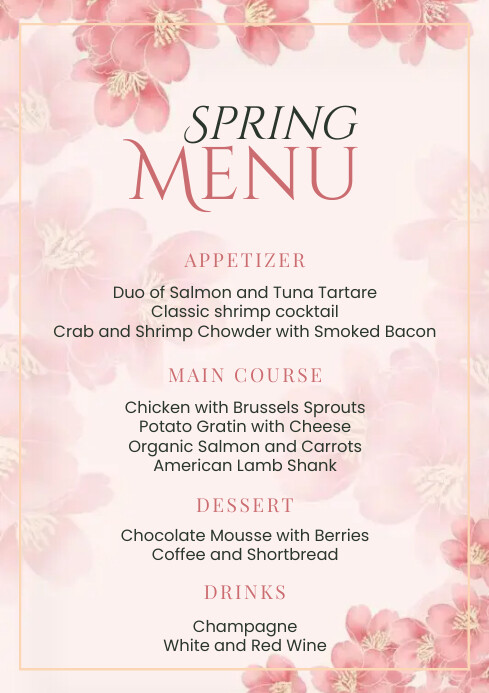 Spring Menu A4 Template | PosterMyWall