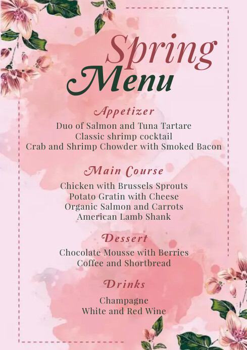 Spring Menu A4 template