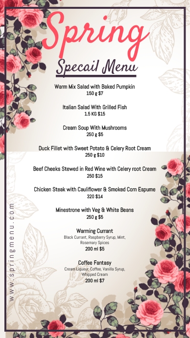 Copy of Spring Menu Card Post | PosterMyWall