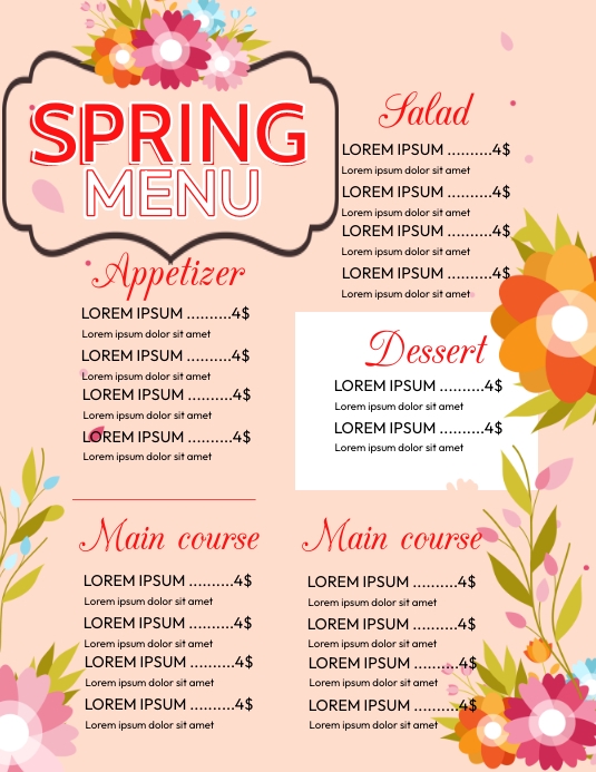 Copy of Spring Menu Design | PosterMyWall