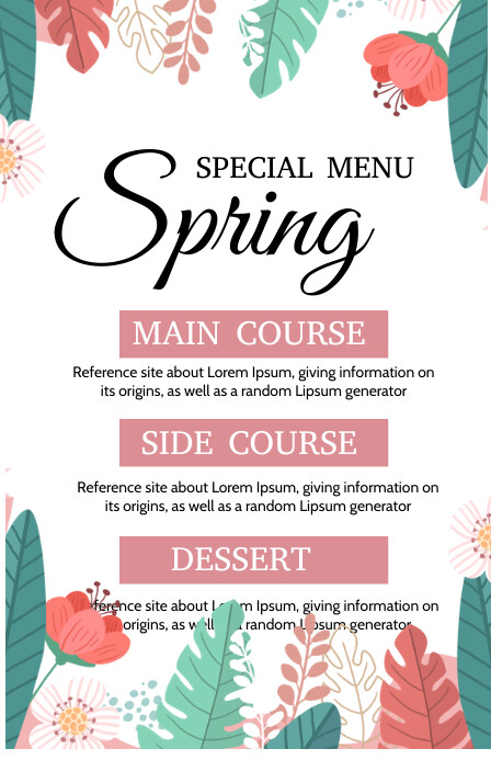 Copy of spring menu | PosterMyWall