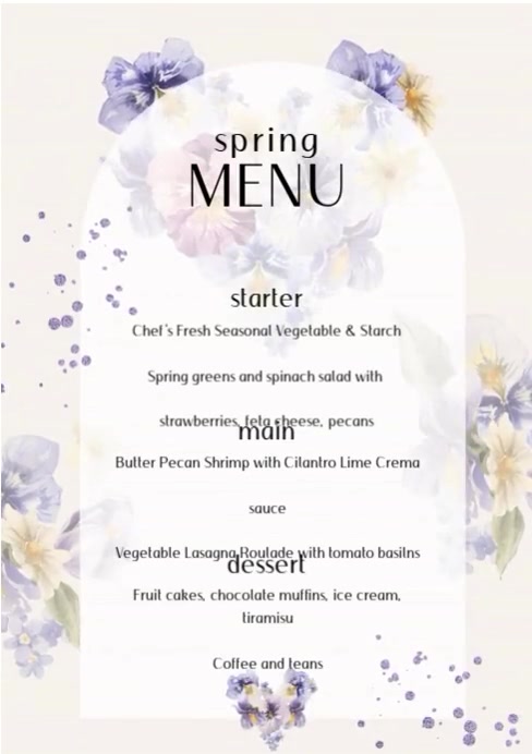 Spring Menu Template | PosterMyWall