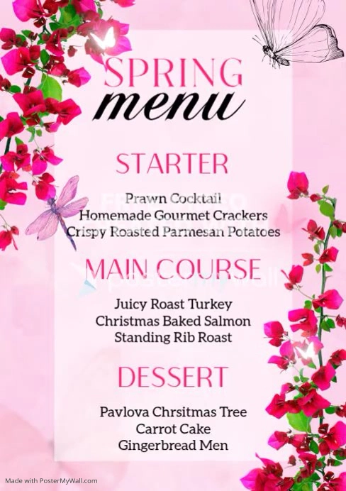 Spring Menu Signage Spring Menu Template | PosterMyWall