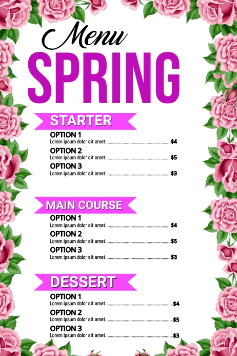spring menu Template | PosterMyWall