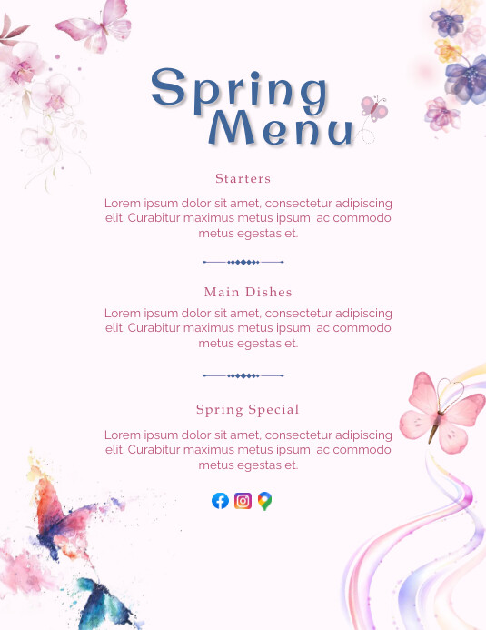 Spring Menu Flyer Template | PosterMyWall