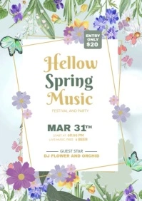 Spring Music Party Video A4 template
