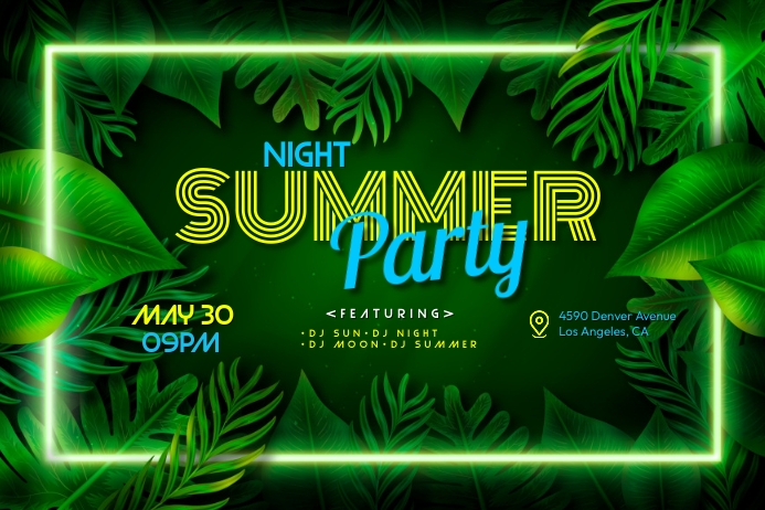 Neon Spring Theme Spring Neon Party Template | PosterMyWall
