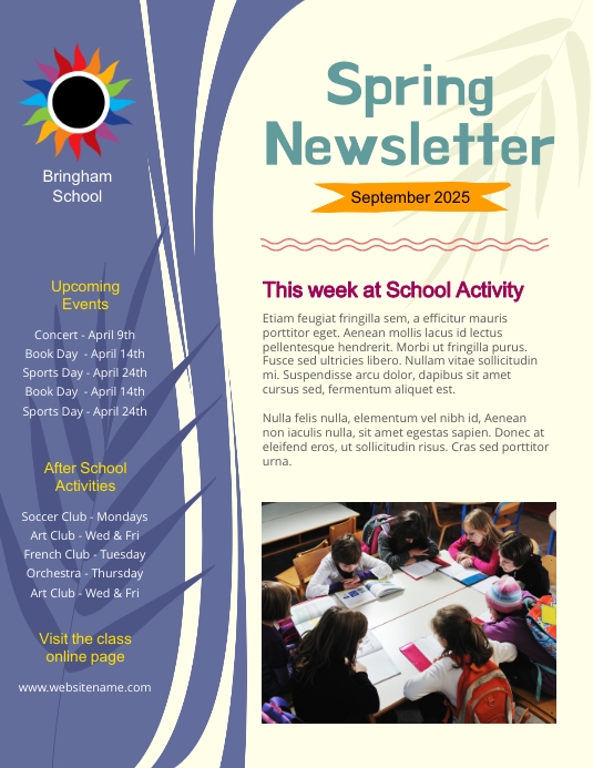 Spring Newsletter ใบปลิว (US Letter) template