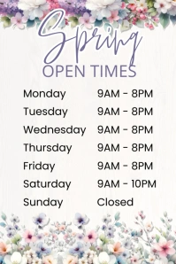 Spring Open Times Poster Template Cartaz