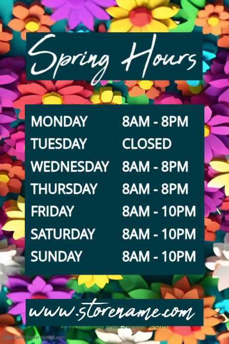 Spring Opening Times Poster Window Sign Template | PosterMyWall