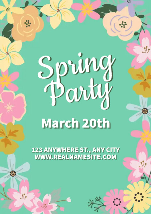 Spring Party Invite Design Turquoise Spring Party A2 Template | PosterMyWall
