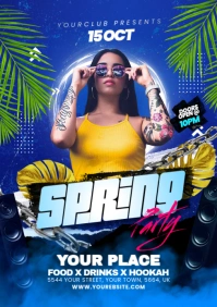 Spring Party Banner A5 template