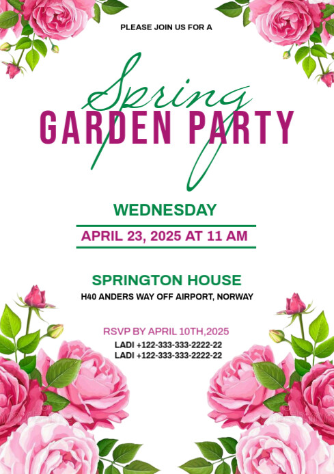 Spring party invitation template design A4