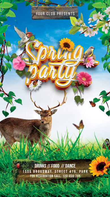 Spring Party Ekran reklamowy (9:16) template