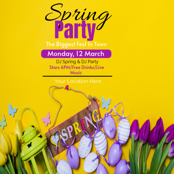 spring party Instagram-opslag template