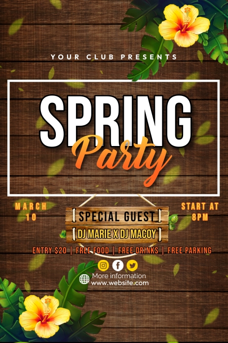 Spring Party Poster template