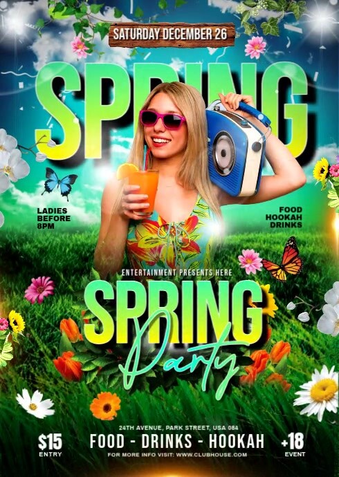 SPRING PARTY A6 template