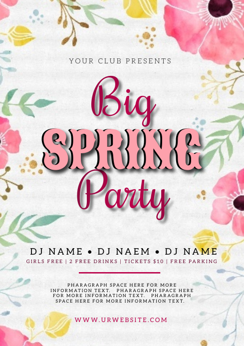 SPRING PARTY EVENT Flyer Template | PosterMyWall