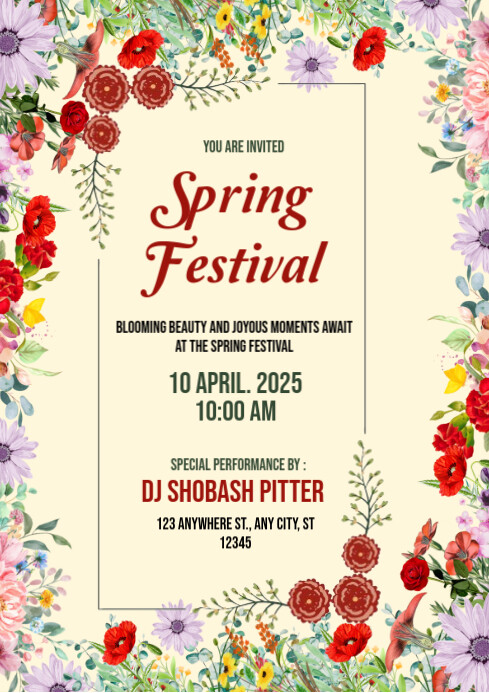 Spring Fun Invitation Spring party festival invitation Template | PosterMyWall