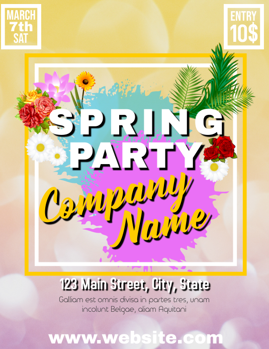 Spring party flyer advertisement Folheto (US Letter) template