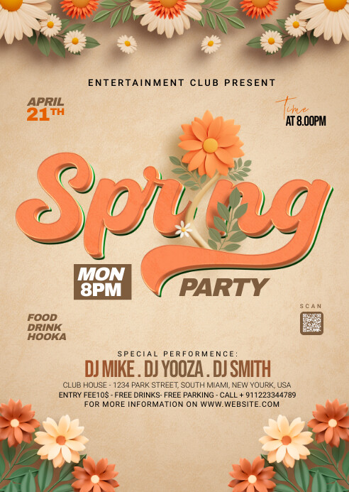 Spring Bash Flyer spring party flyer Template | PosterMyWall