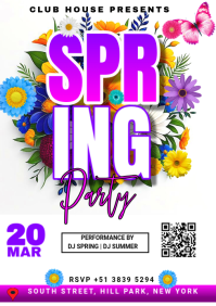 Spring party flyer A4 template