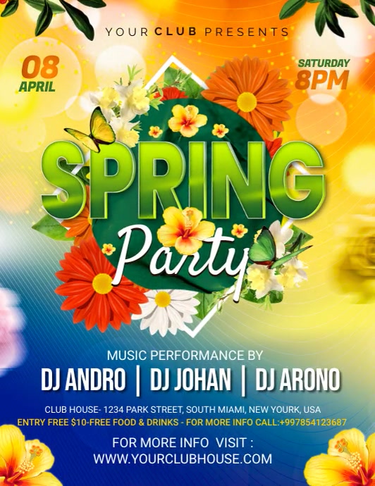Spring Bash Flyer Spring Party Flyer Template | PosterMyWall