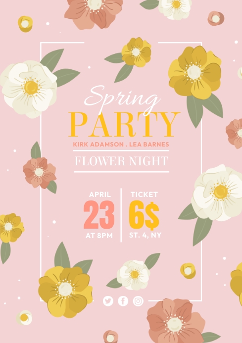 Spring Party Flyer A4 template