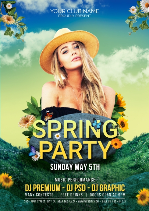 Spring Party Flyer / Poster A4 template