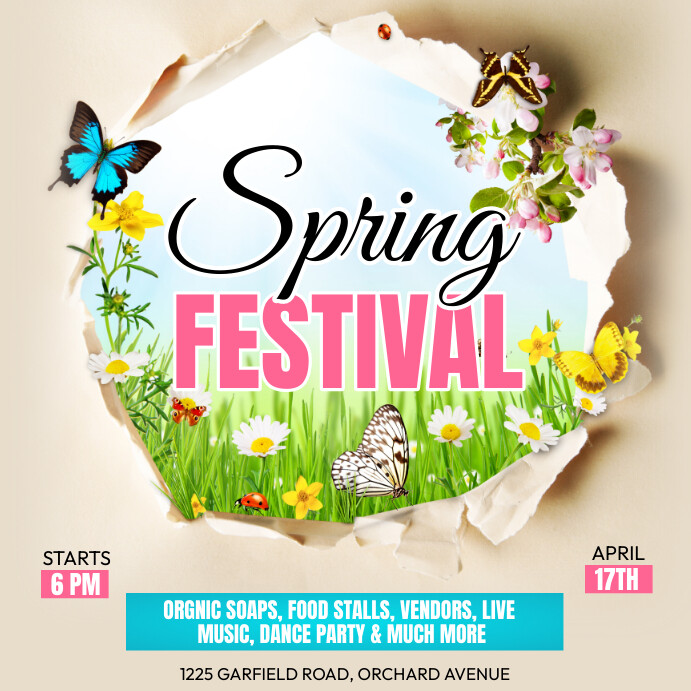 Cute Spring Event Invite spring party invitation Template | PosterMyWall