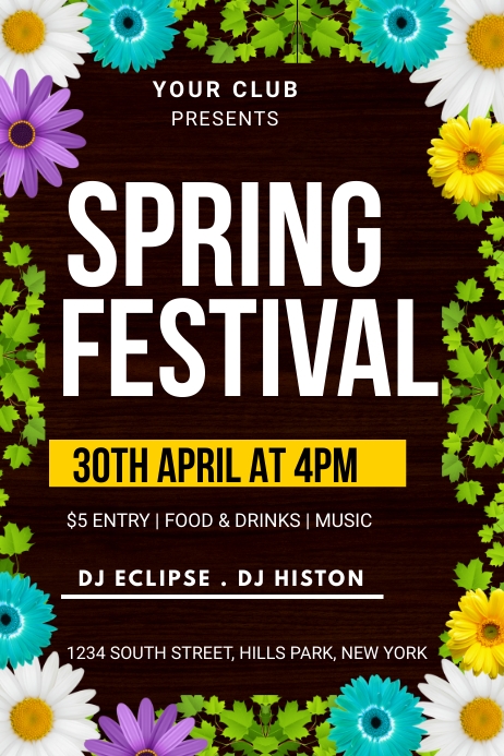 Spring Fest Invitation spring party invitation Template | PosterMyWall