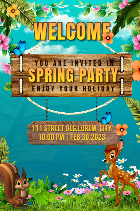 Spring Fun Invitation Spring Party Invitation เทมเพลต | PosterMyWall