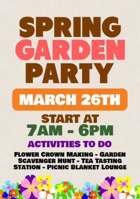Spring Party Invitation A4 template