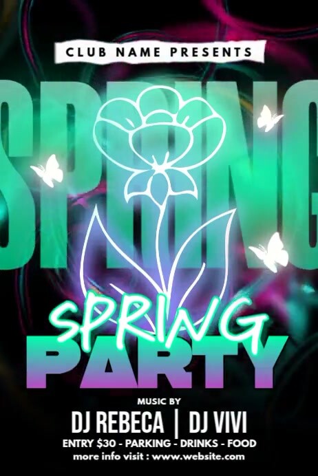 Spring Party Neon Template | PosterMyWall