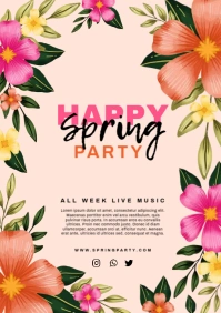 Spring Party Poster A4 template