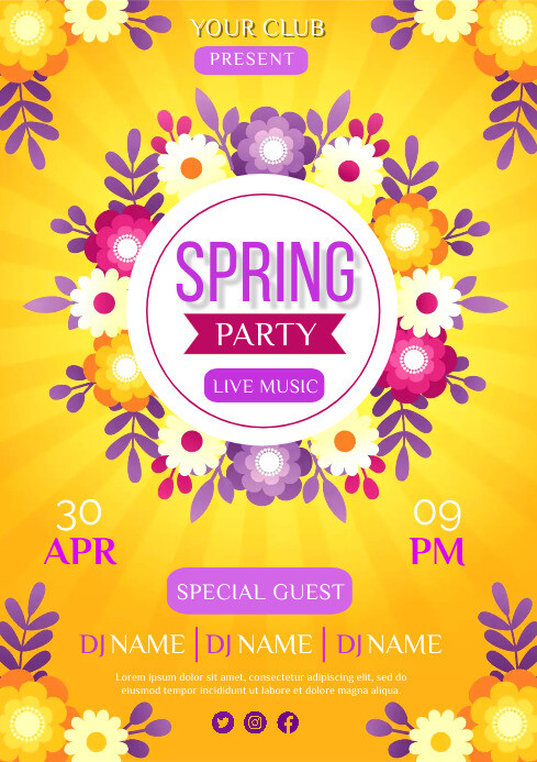 SPRING PARTY TEMPLATE | PosterMyWall