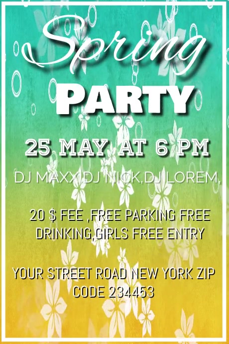SPRING PARTY TEMPLATE | PosterMyWall