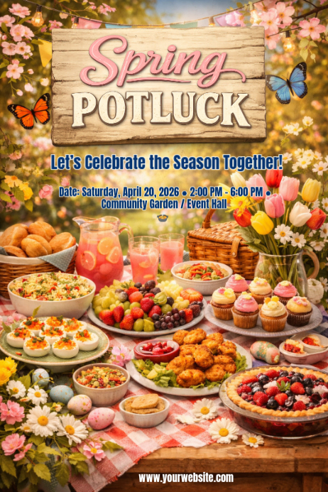 Spring Potluck Signage Copy of Spring Potluck Event Poster | PosterMyWall