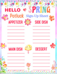 Spring Potluck Sign Up Sheet Flyer (US Letter) template